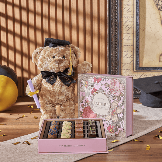 Indulgent Graduation Gift Set, graduation gift, graduation, chocolate gift, chocolate, plush gift, plush, Vermont delivery