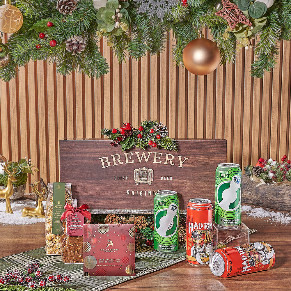 A Beer with Santa Gift Basket, beer gift, beer, christmas gift, christmas, chocolate gift, chocolate, Vermont delivery
