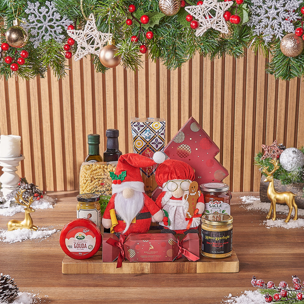 Holiday Pasta Cheese Gift Basket – how the gift is presented