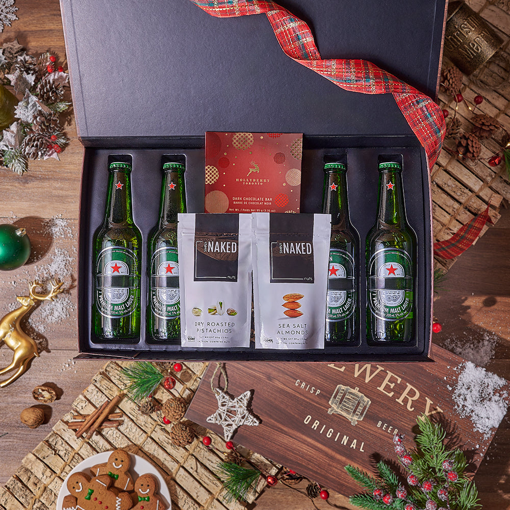Holiday Beer Gift Box with Nuts – how the gift is presented
