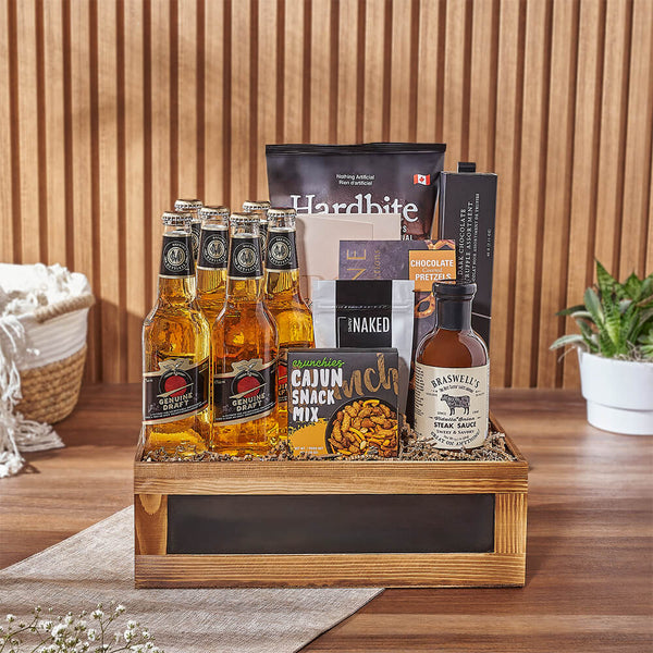 Independence Day gift Baskets - Beer & Total Snacking Crate, beer gift, beer, gourmet gift, gourmet, chocolate gift, chocolate, Vermont delivery
