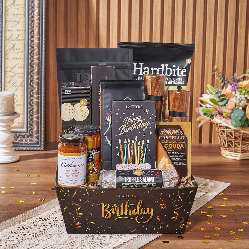 Premium Birthday Gift Set with Artisan Snacks – how the gift is presented