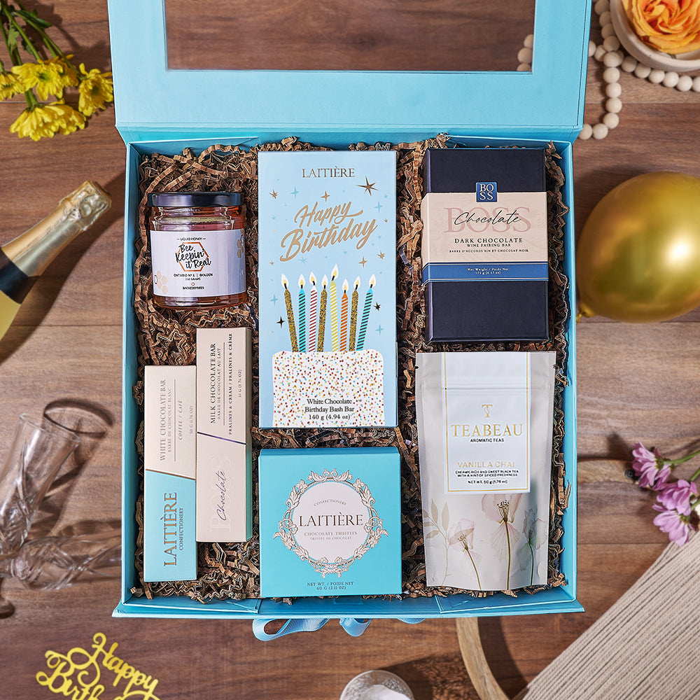 Birthday Chocolate & Chai Gift Box from Vermont Baskets - Tea Gift Set - Vermont Delivery