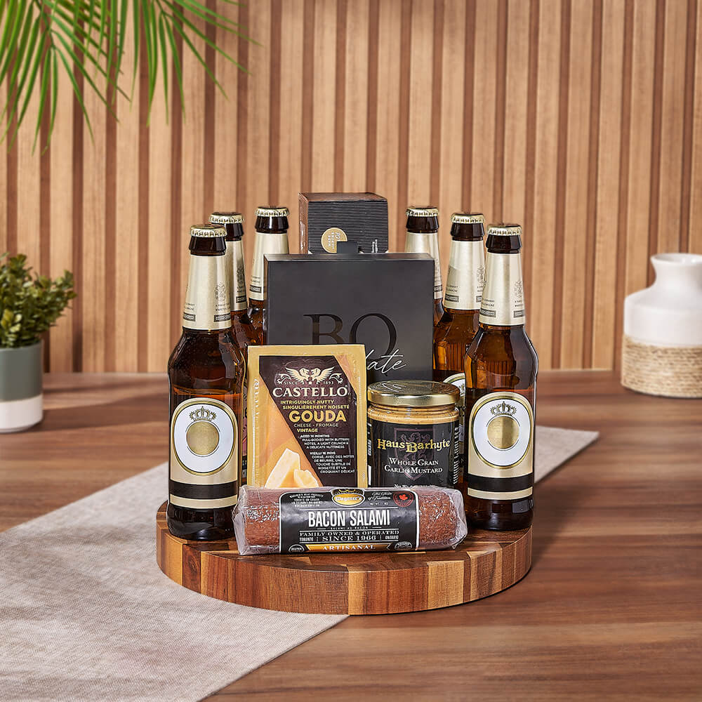 Six Bottles Beer with Cheese Basket – how the gift is presented