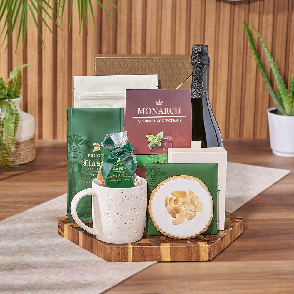 Coffee and Sparkling Wine Chocolate Gift – how the gift is presented