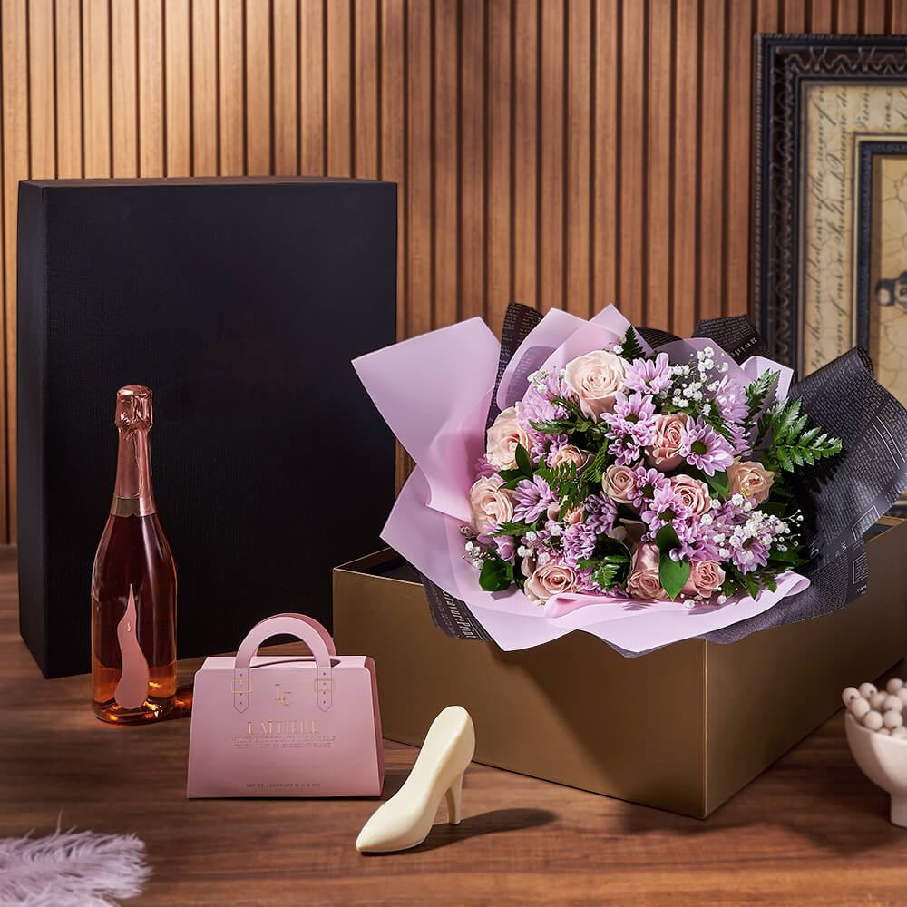 Sparkling Wine Flower Bouquet – how the gift is presented