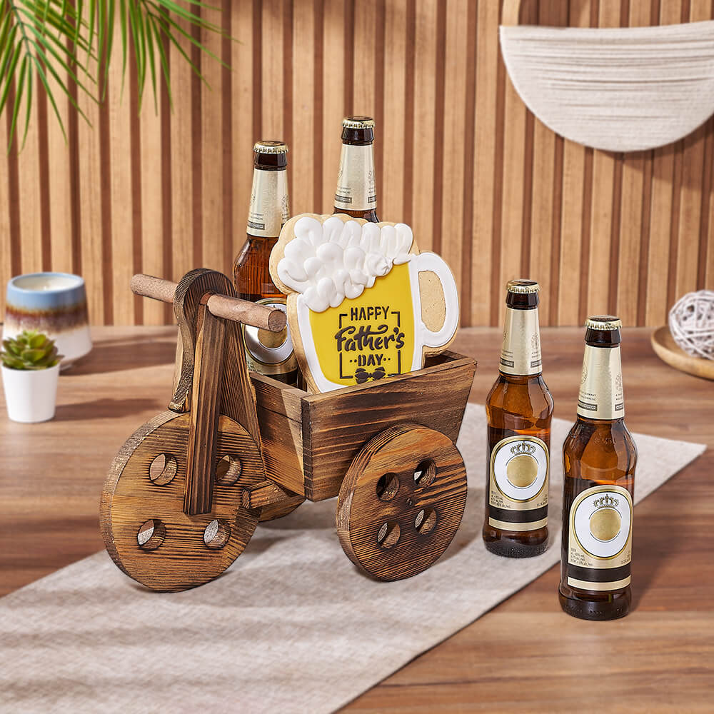 Father's Day Beer Basket in Cart – how the gift is presented
