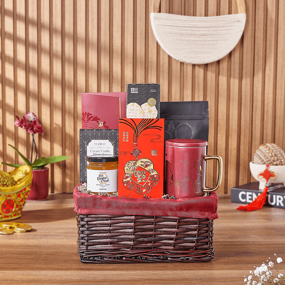 Chinese New Year Cream Vanilla Basket – how the gift is presented