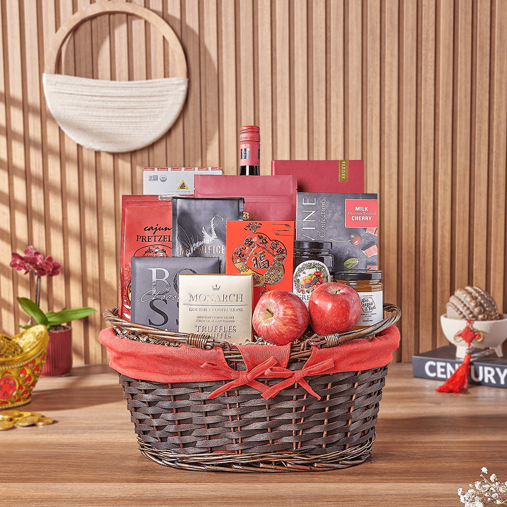 Chinese New Year Wine Gift Basket – how the gift is presented