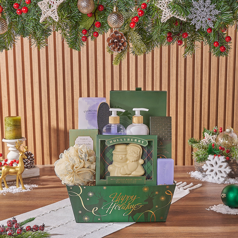 Holiday Lavender and White Chocolate Market Tray Gift Set – how the gift is presented