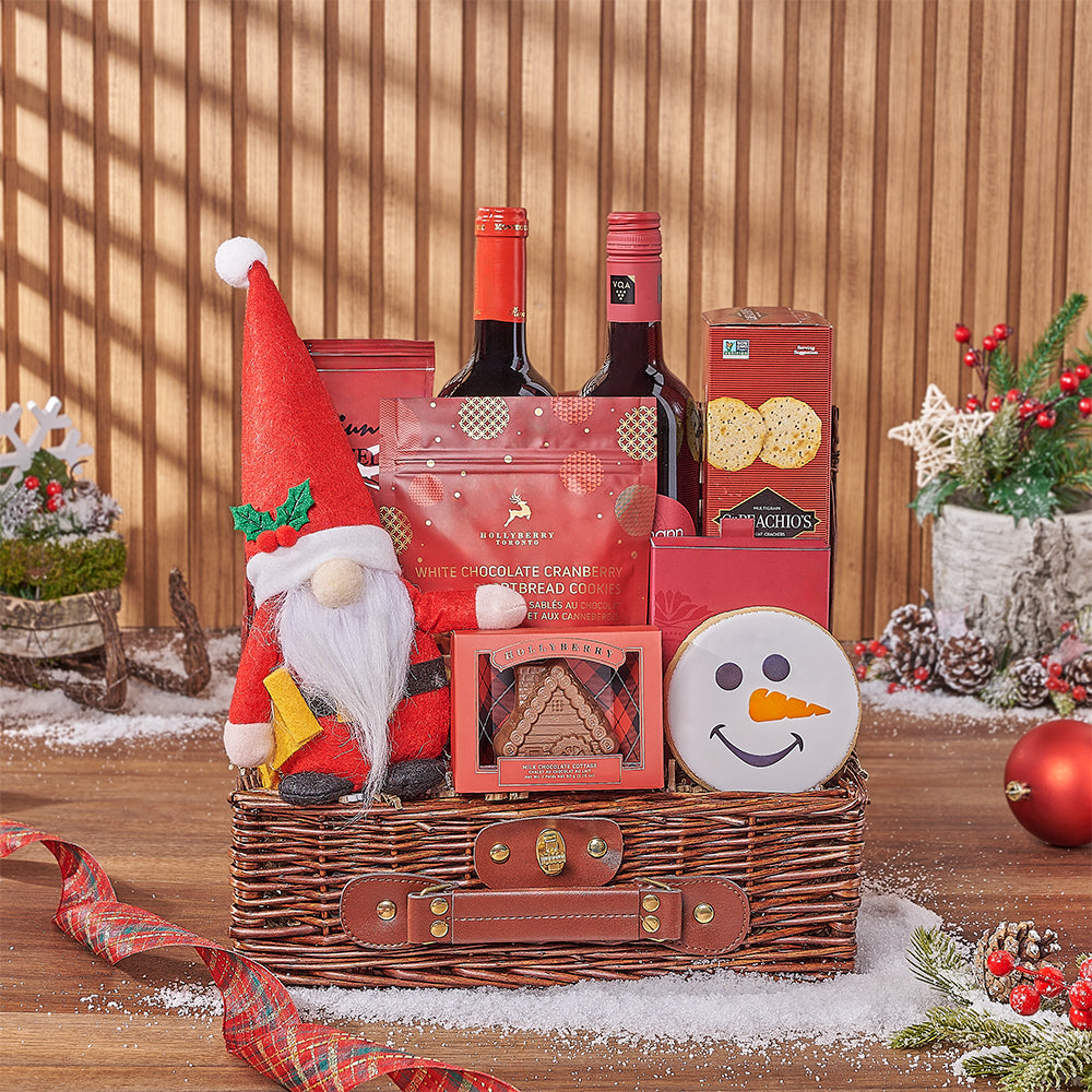 Christmas Wine Pairing Basket, wine gift, wine, chocolate gift, chocolate, christmas gift, christmas, Vermont delivery