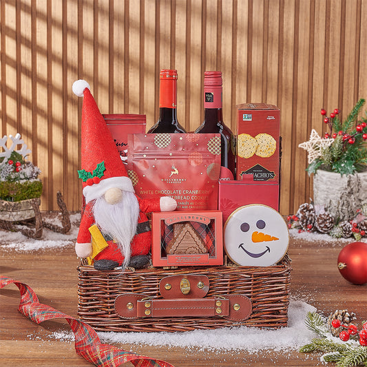 Christmas Wine Pairing Basket, wine gift, wine, chocolate gift, chocolate, christmas gift, christmas, Vermont delivery