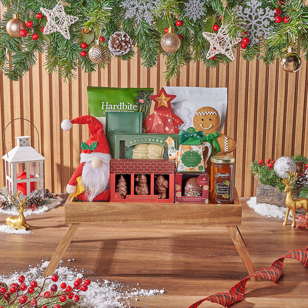 Christmas Bed Tray Gift Basket – how the gift is presented