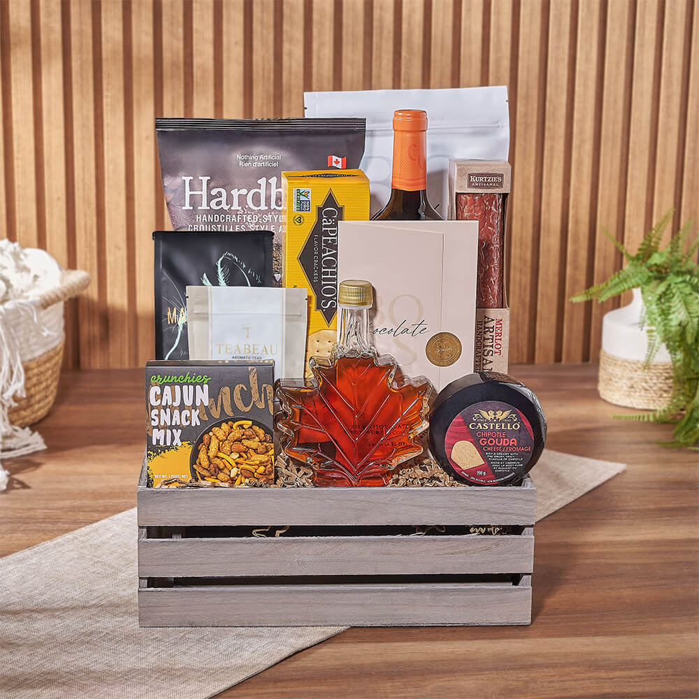 Wine Gift Crate with Maple Syrup – how the gift is presented