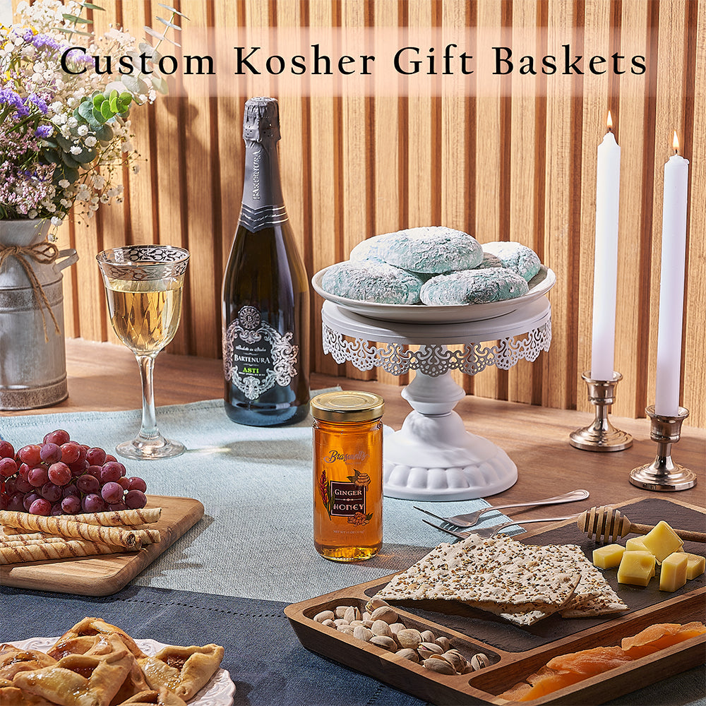 Custom Kosher Gift Basket from Vermont Baskets - Kosher Wine Gift Set - Vermont Delivery