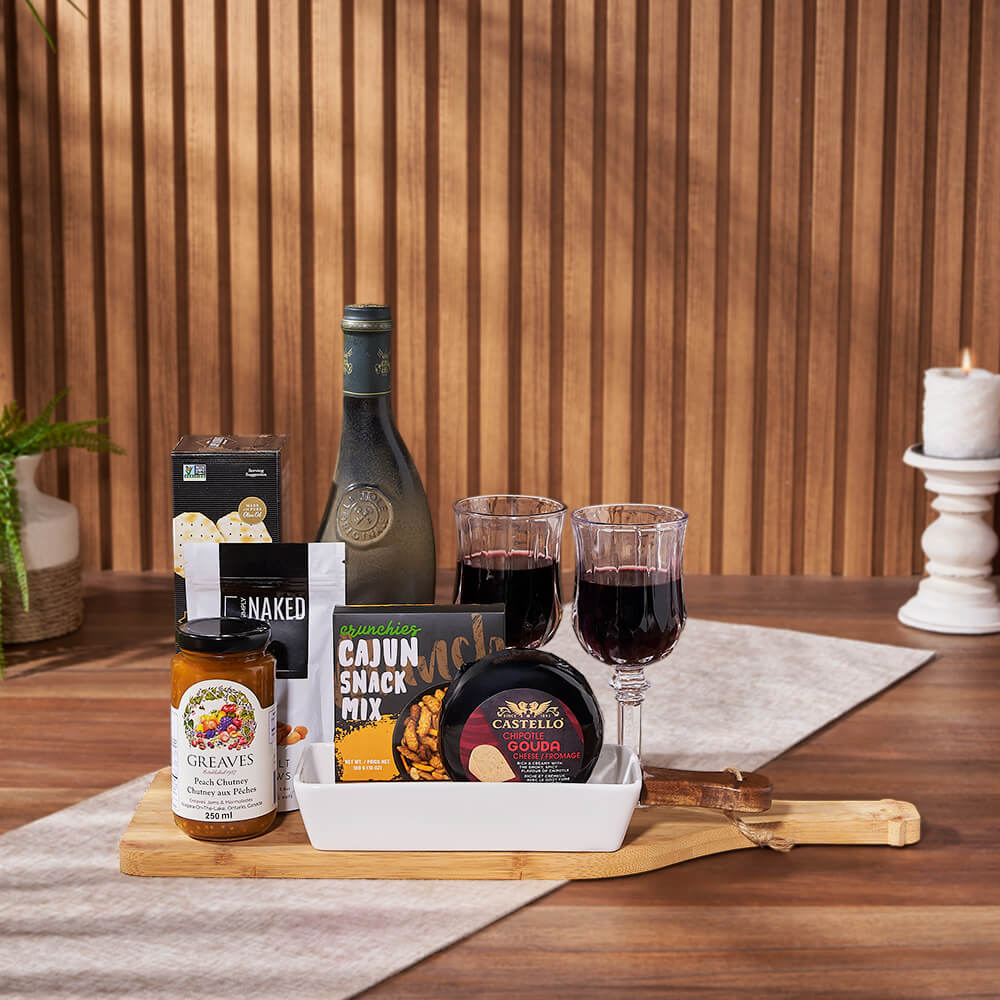 Peach Chutney Wine Gift Basket – how the gift is presented