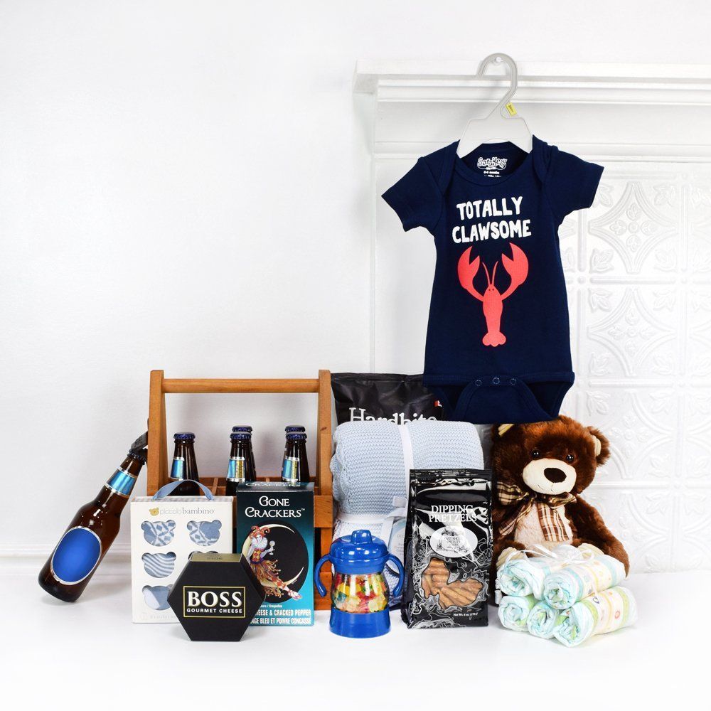 Baby Gift Basket with Labatt Blue – how the gift is presented