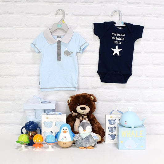 Deluxe Basket for a Baby Boy from Vermont Baskets - Baby Gift Set - Vermont Delivery