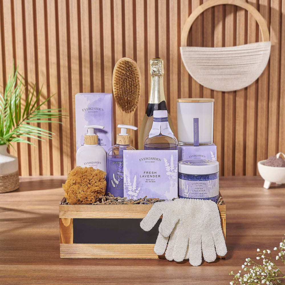 Sparkling Wine with Spa Essentials – how the gift is presented