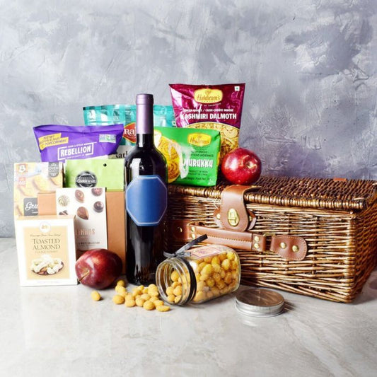 Diwali Gift Basket With Sparkling Gifts & Goodies from Vermont Baskets - Wine Gift Basket - Vermont Delivery