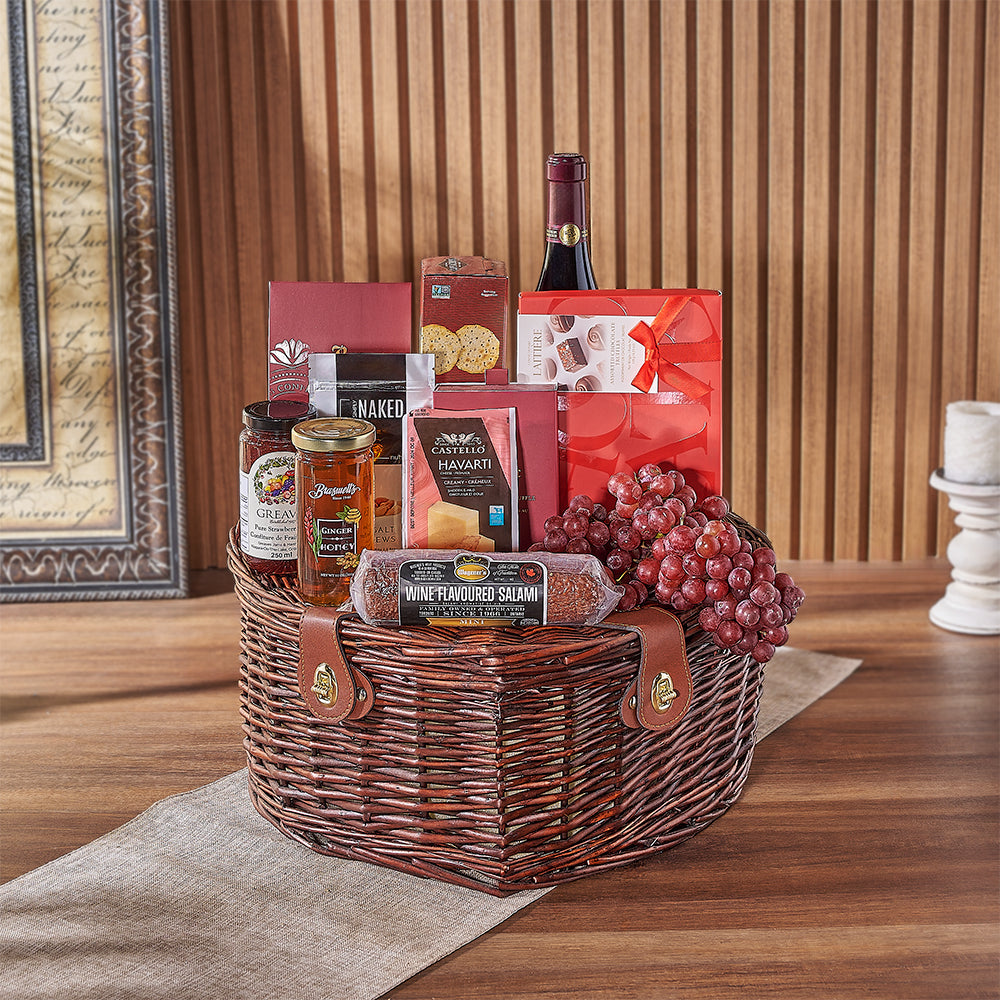 Dorset Park Romantic Picnic Basket from Vermont Baskets - Wine Gift Set - Vermont Delivery