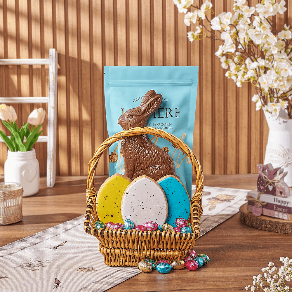 Easter Themed Chocolate Basket – how the gift is presented