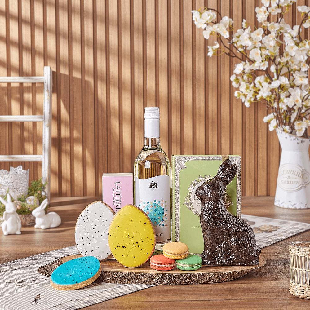 Wine and Easter Sweets Gift Basket – how the gift is presented