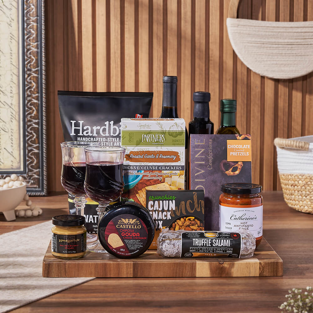 Wine and Jalapeno Mustard Gift Basket – how the gift is presented