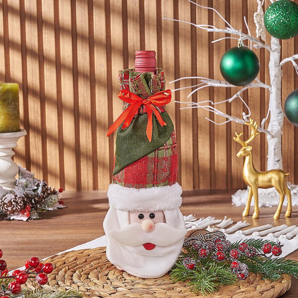 Festive Wine Basket with Santa Bag – how the gift is presented