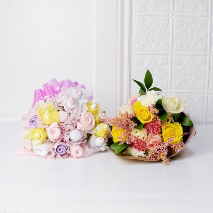 Baby Girl Flower Gift Bouquet – how the gift is presented