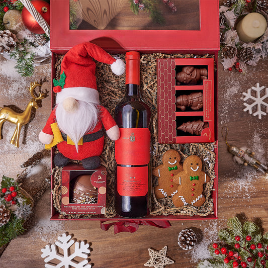 Gingerbread Man & Wine Gift Set, wine gift, wine, chocolate gift, chocolate, christmas gift, christmas, Vermont delivery