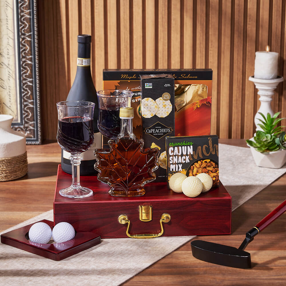 Wine Gift Basket with Smoked Salmon – how the gift is presented