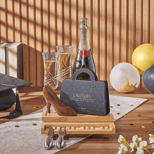 Graduating in Style Gift Set, graduation gift, graduation, chocolate gift, chocolate, champagne gift, champagne, sparkling wine gift, sparkling wine, Vermont delivery