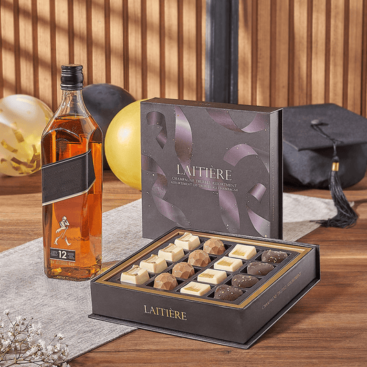 Graduation Spirits & Truffle Gift, graduation gift, graduation, liquor gift, liquor, chocolate gift, chocolate, Vermont delivery