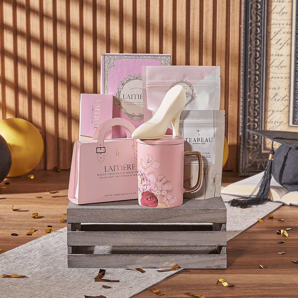 Graduation Macarons Tea Gift – how the gift is presented