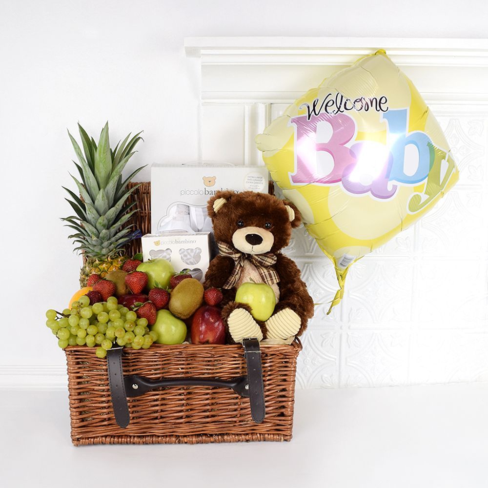 Baby Celebration Basket with Balloon – how the gift is presented