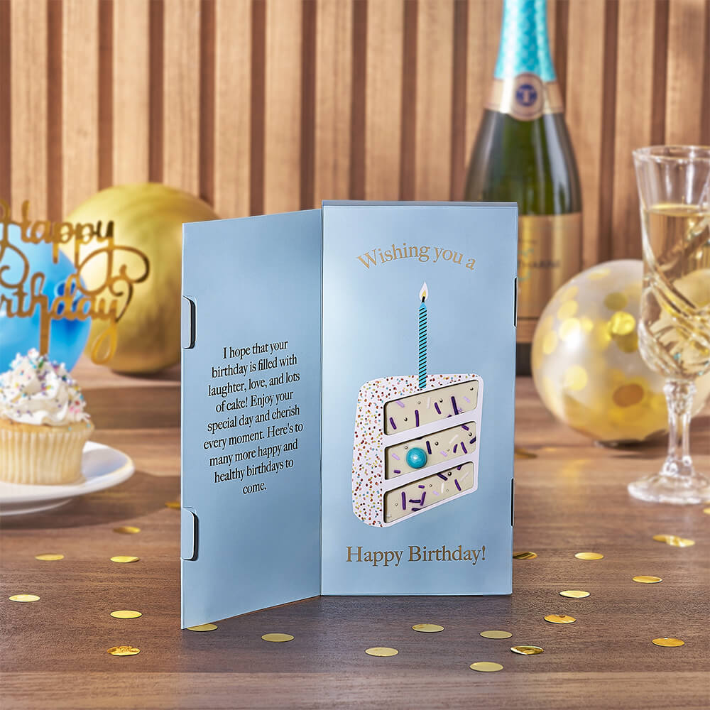 Birthday Celebration Sparkling Wine Gift with White Chocolate & Plush Bear – how the gift is presented