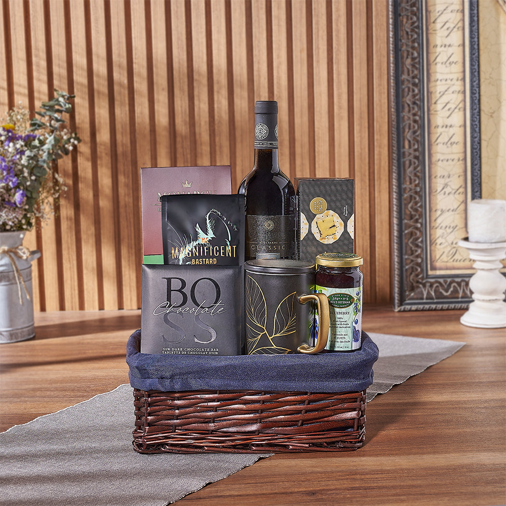 Happy Hanukkah Wine Gift Basket from Vermont Baskets - Wine Gift Set - Vermont Delivery