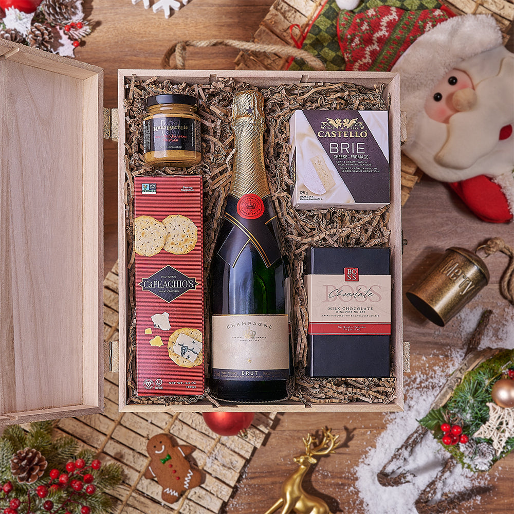 Wooden Box Sparkling Wine Gift – how the gift is presented