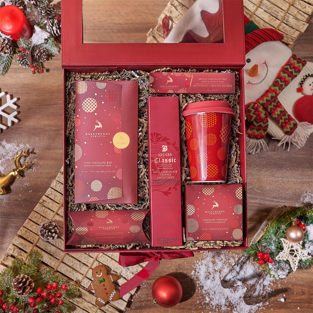Premium Holiday Chocolate Truffles and Peppermint Gift Basket – how the gift is presented