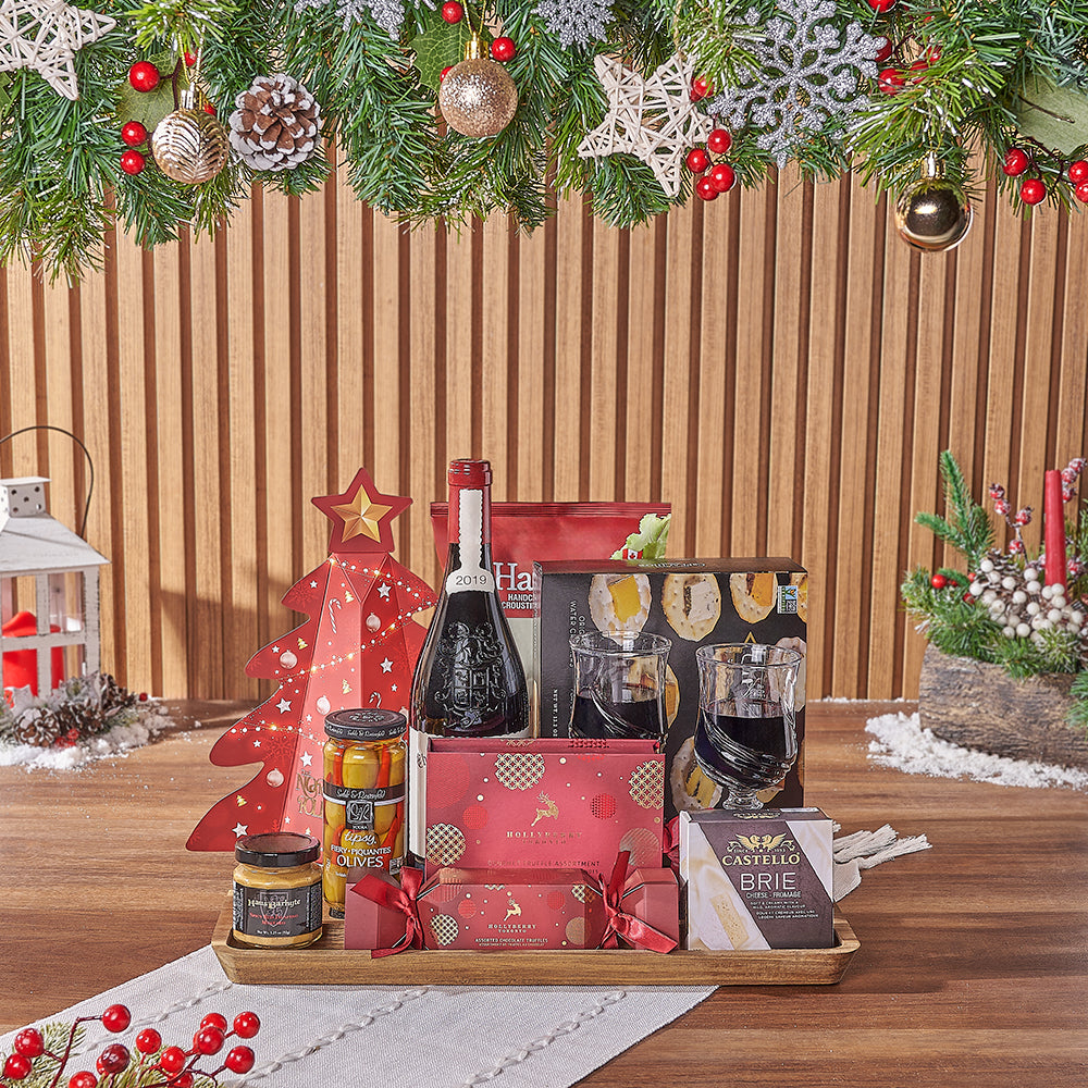 Wine and Brie Holiday Gift Box – how the gift is presented