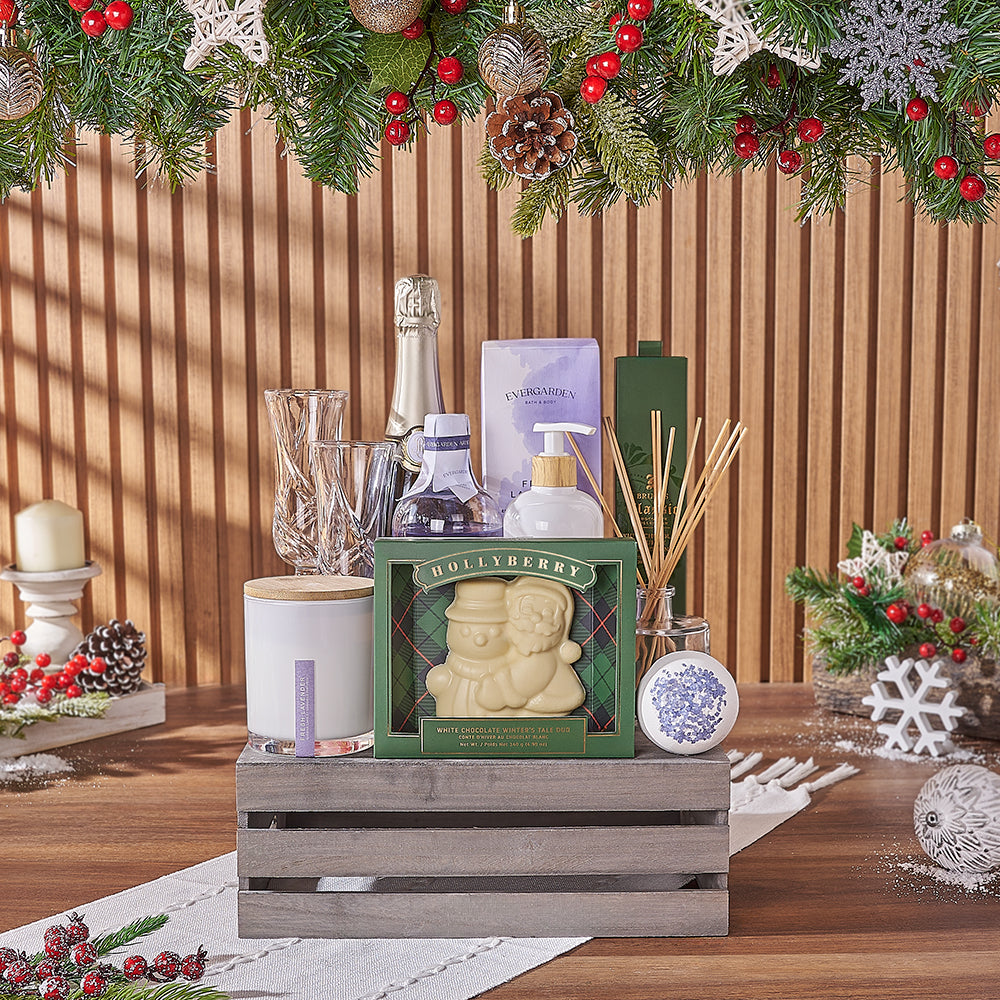 Sparkling Wine Bath and Lavender Gift – how the gift is presented
