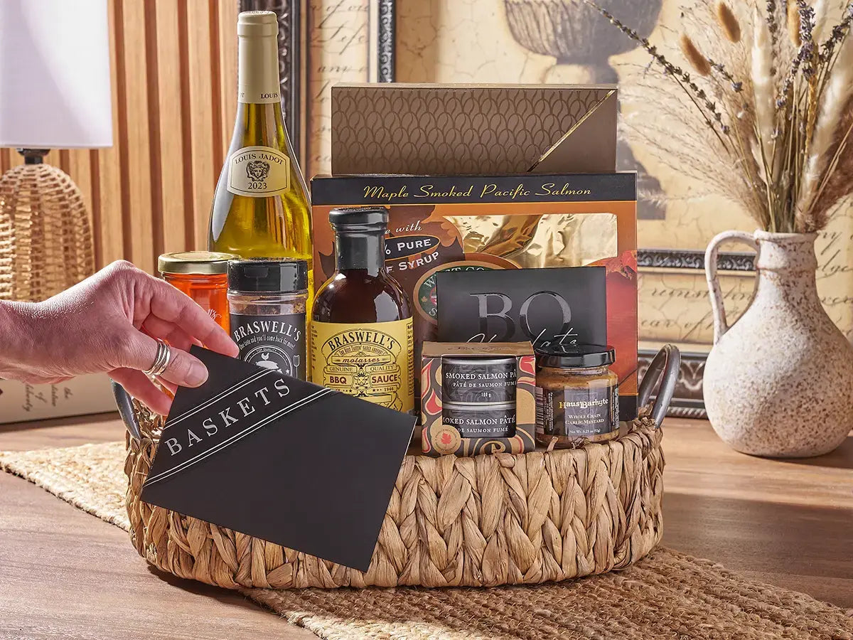 Finished Vermont gift basket prepared with personalized message