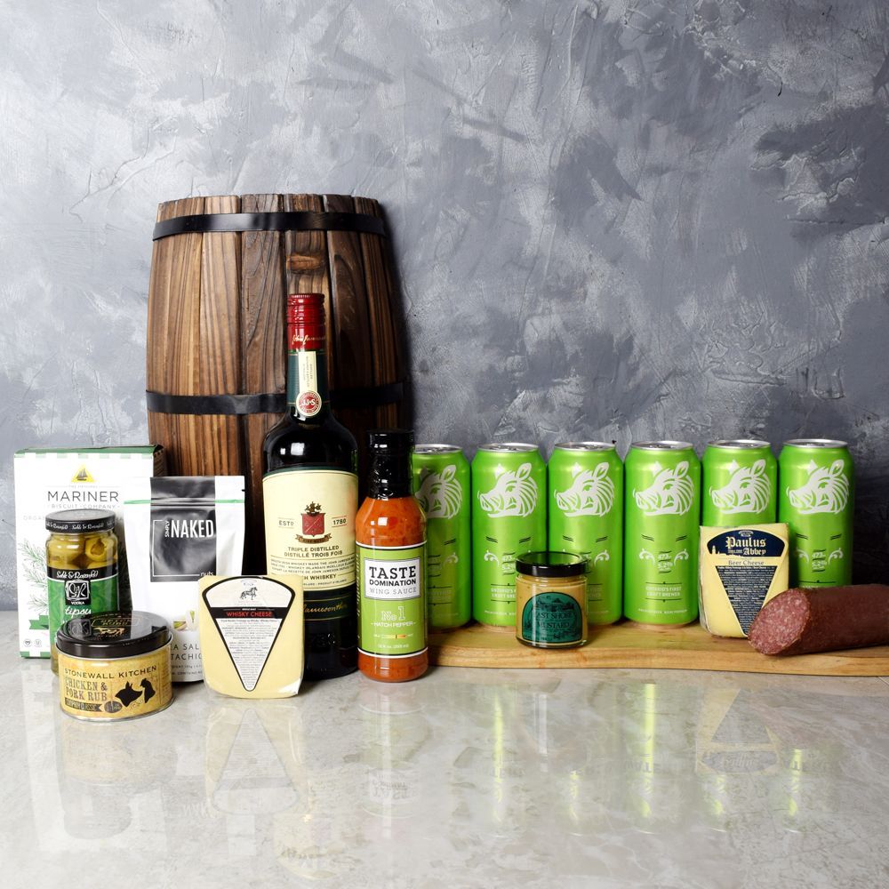 Craft Beer and Cheddar Snack Basket – how the gift is presented
