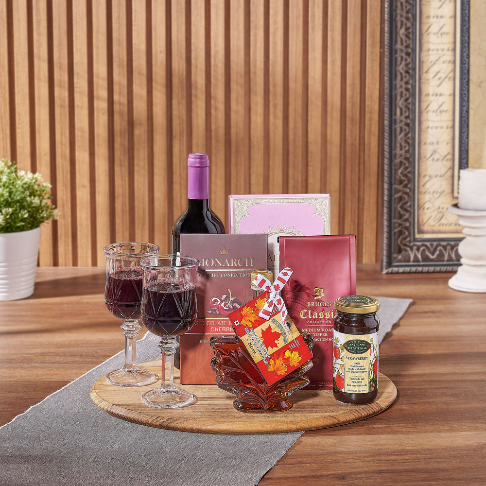 Kosher Wine and Cherry Basket – how the gift is presented