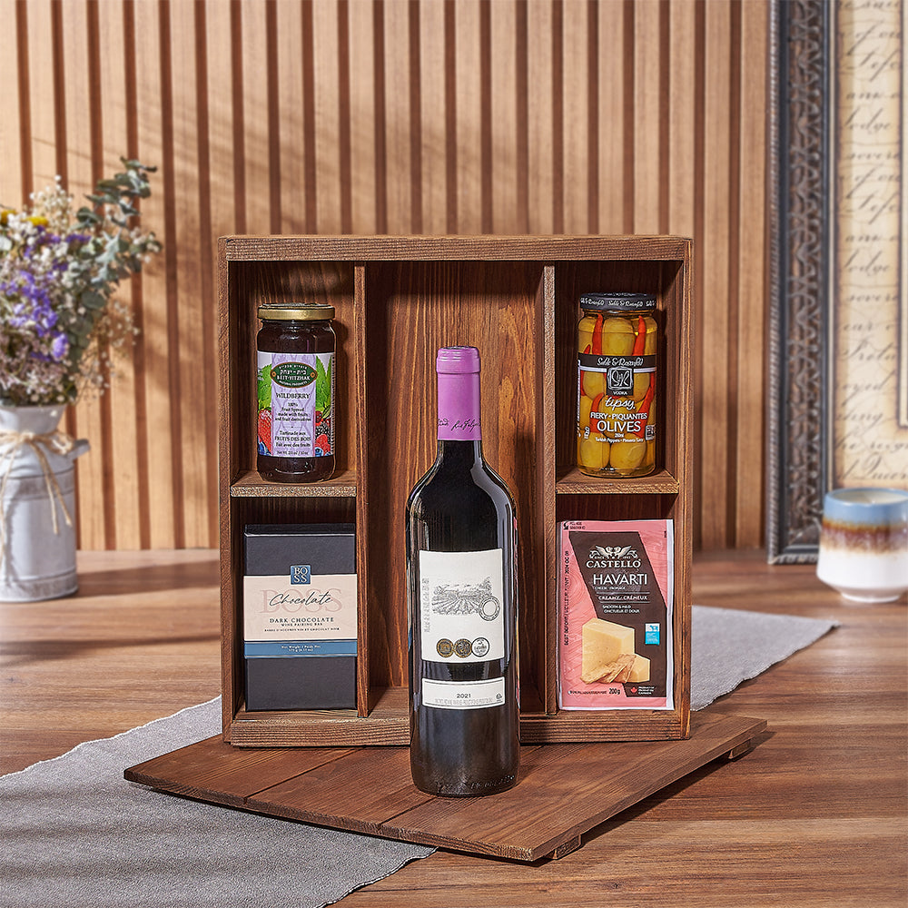 Wine Gift Basket with Kosher Flavor – how the gift is presented