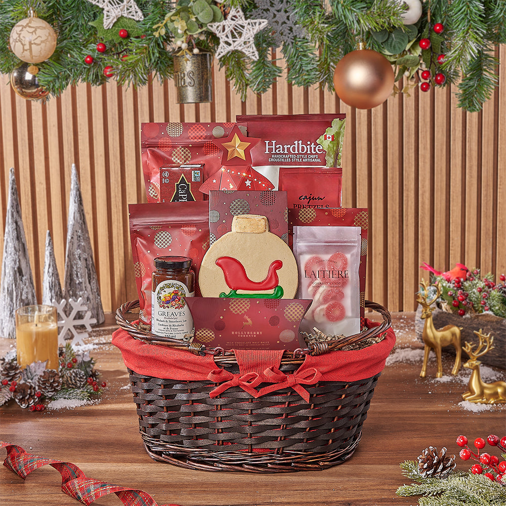 Holiday Oval Gift Basket – how the gift is presented