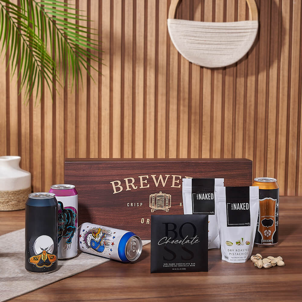 Dark Chocolate and Four Beers Box – how the gift is presented