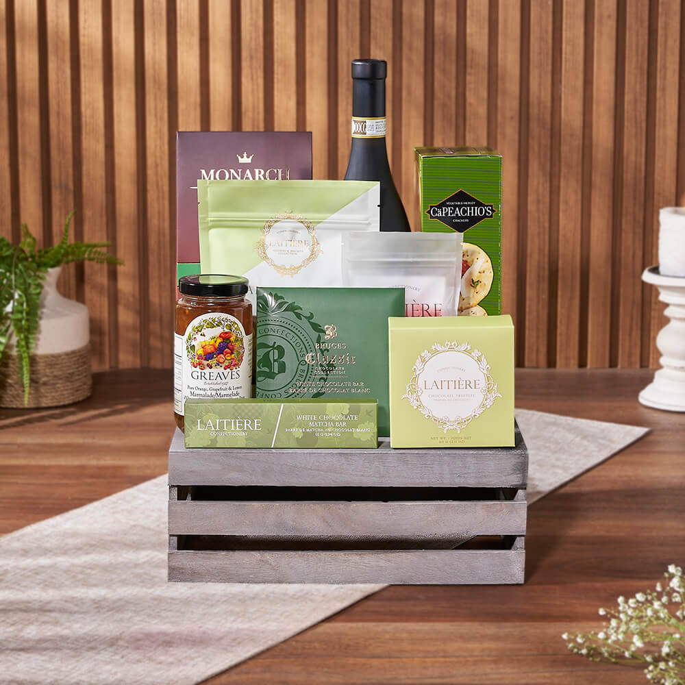 Wine Truffles and Marmalade Basket – how the gift is presented