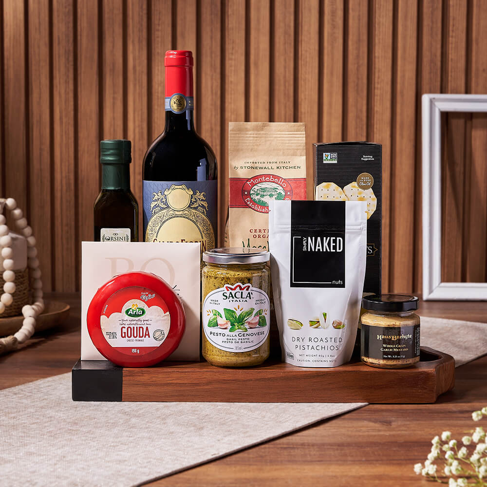 Gourmet Wine and Maccheroni Gift – how the gift is presented